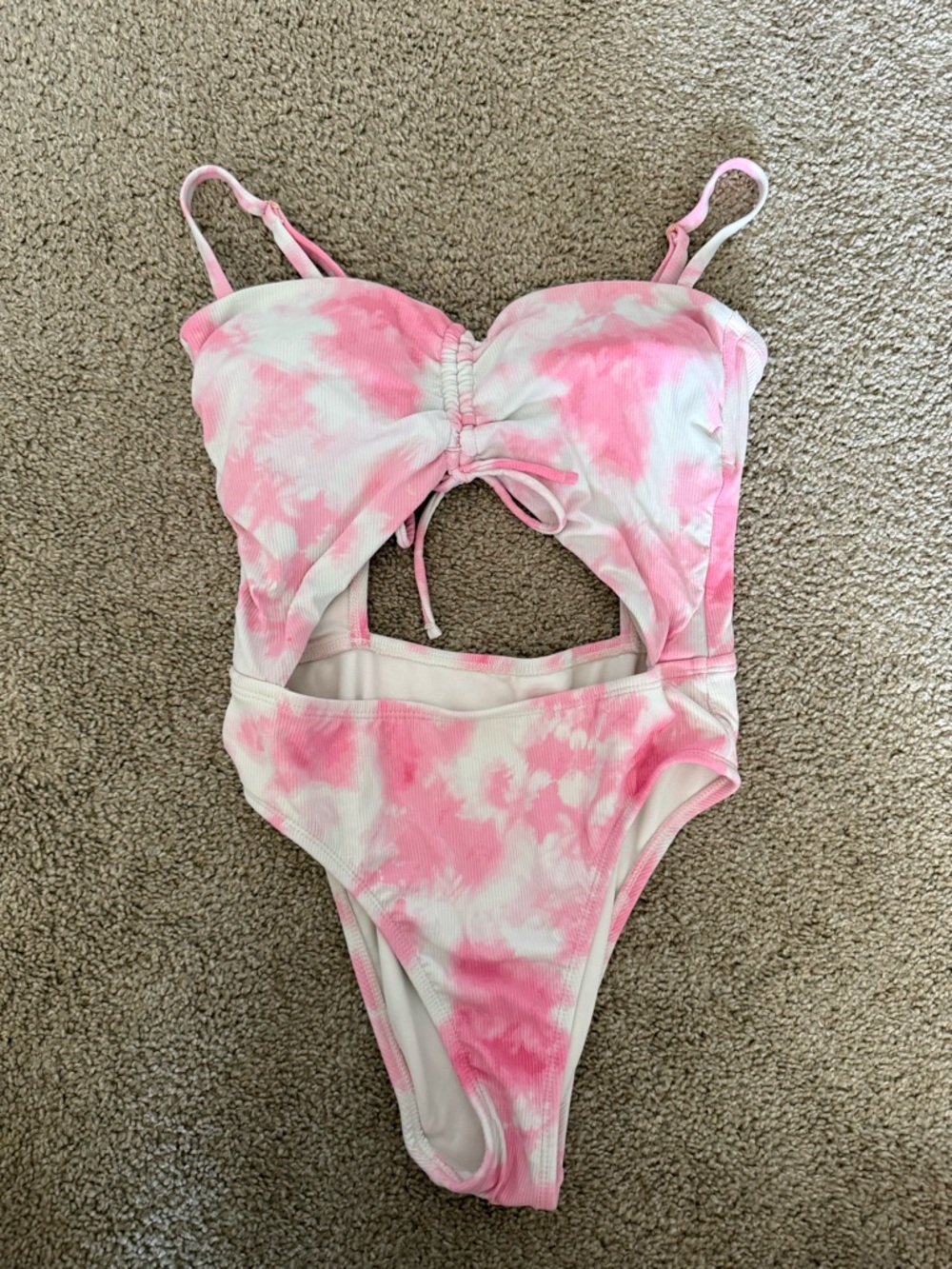 Xhilaration Pink and White Tie-Dye One-Piece Swimsuit
